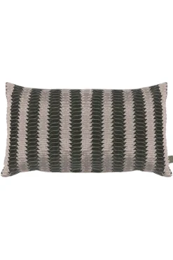 zusss kussen grafisch patroon borduur 50x30cm groengrijs/champagne