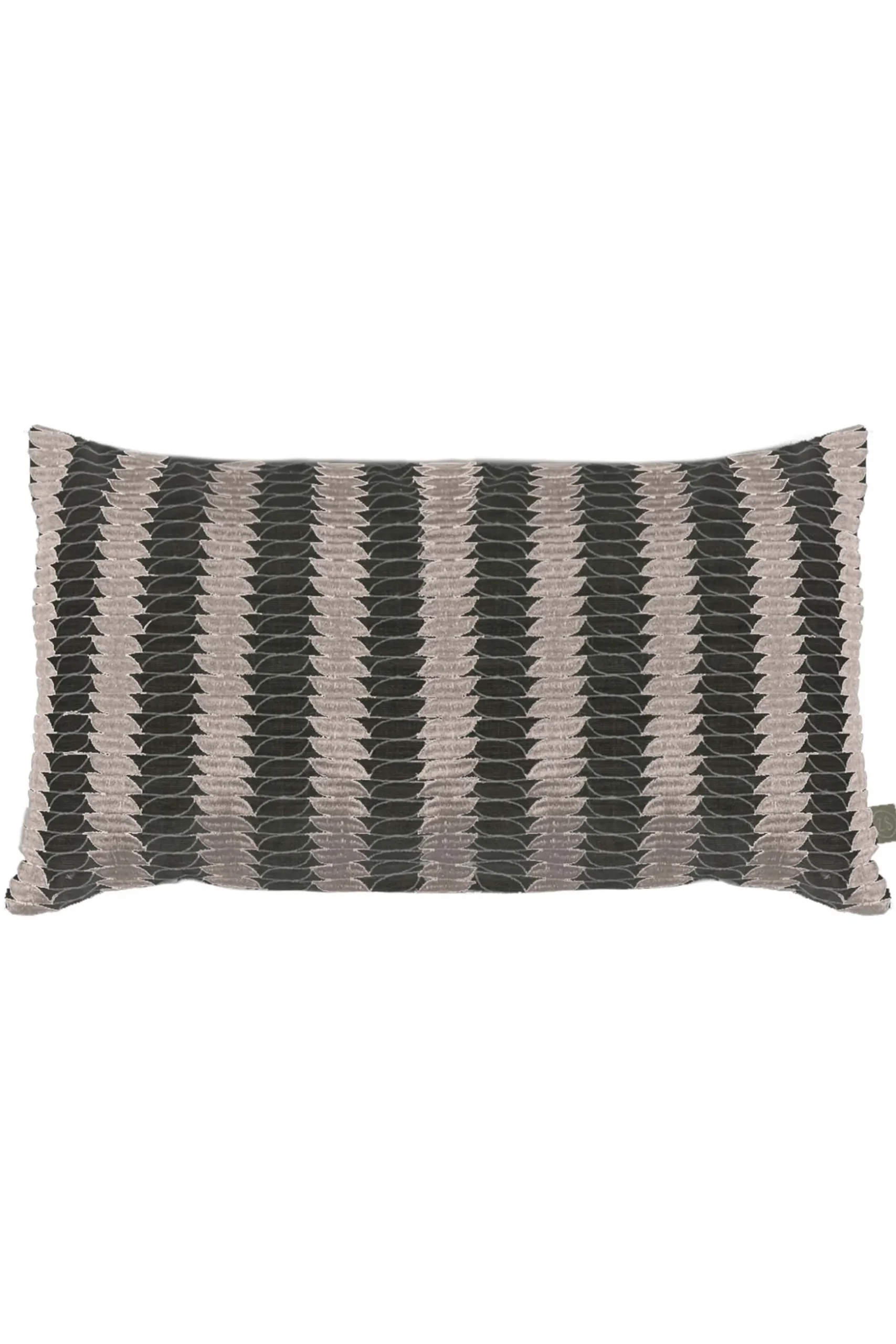 zusss kussen grafisch patroon borduur 50x30cm groengrijs/champagne