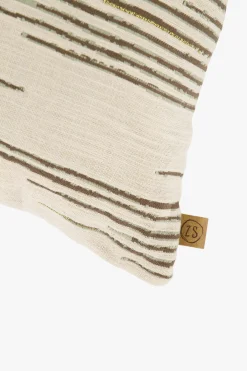 zusss kussen lijnenpatroon 60x40cm zand/leem/saliegroen