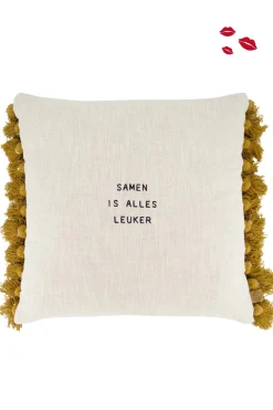 zusss kussen samen is alles leuker streep 45x45cm zand/donkerblauw
