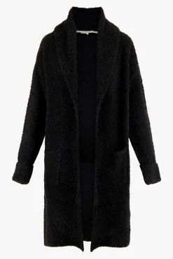 zusss lang boucle vest zwart