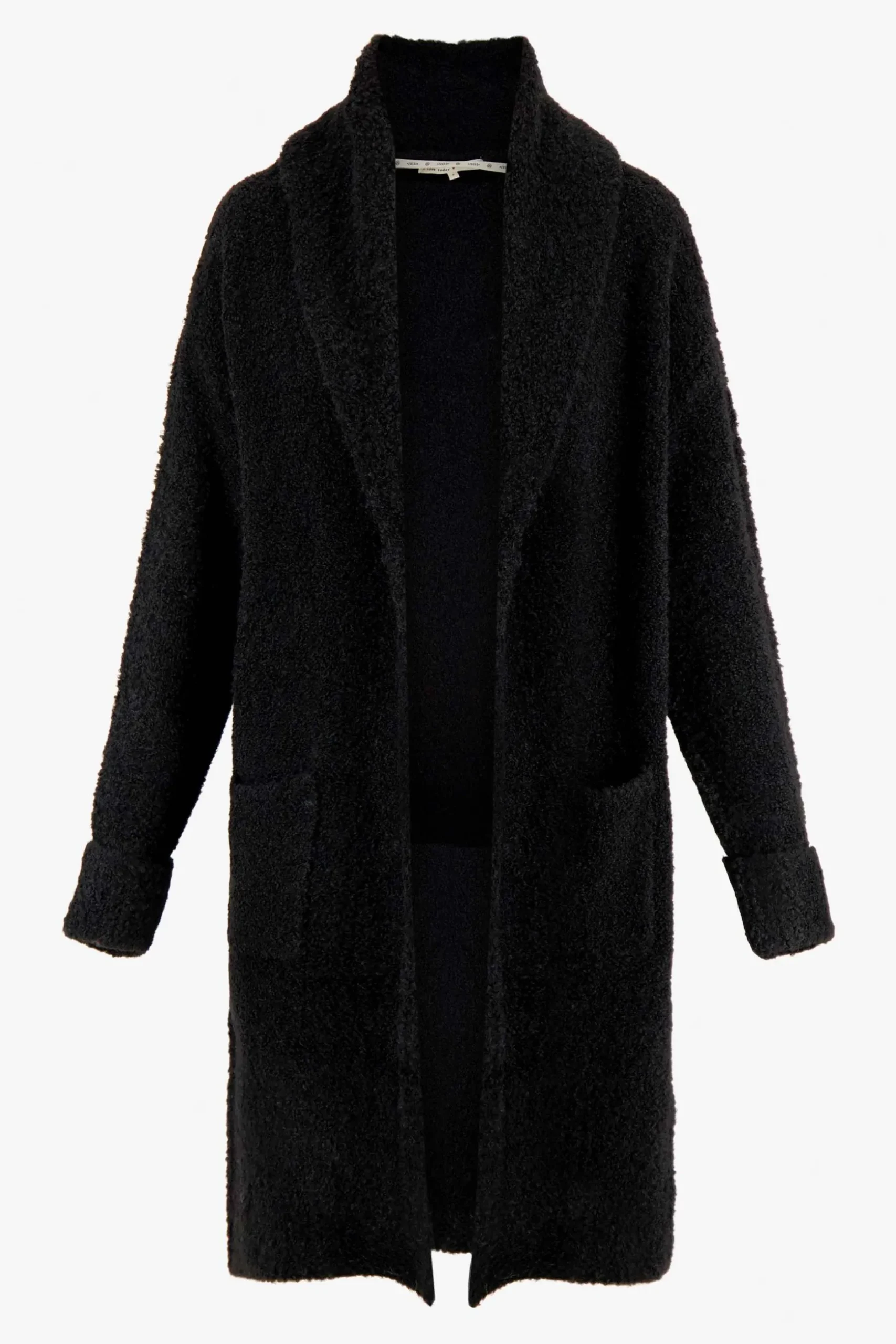 zusss lang boucle vest zwart