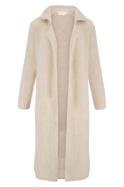 zusss lang vest met reverkraag zand