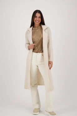 zusss lang vest met reverkraag zand