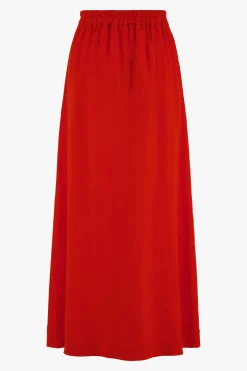 zusss linnen doorknooprok koraalrood