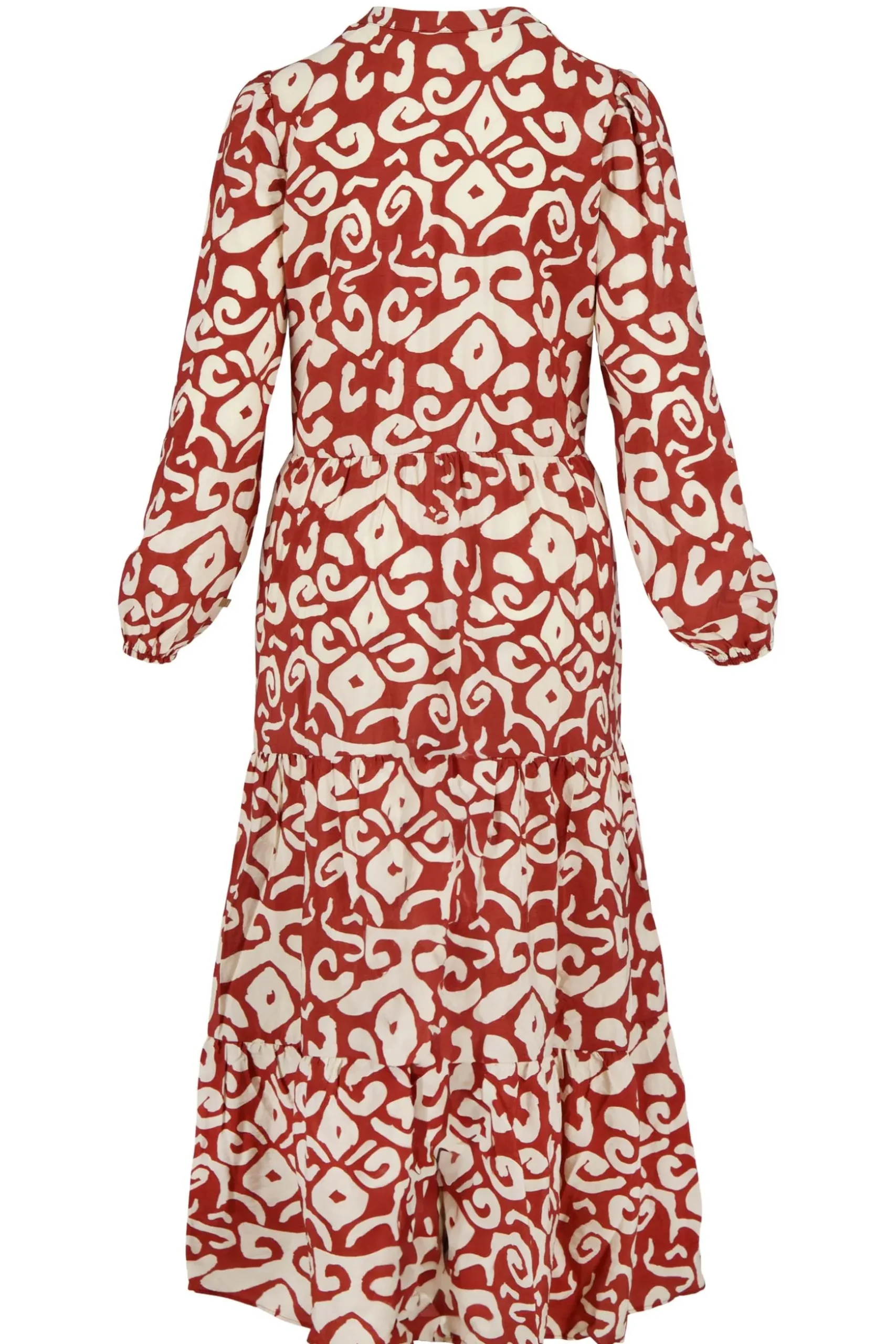 zusss maxi jurk ornamentprint cacaobruin/zand