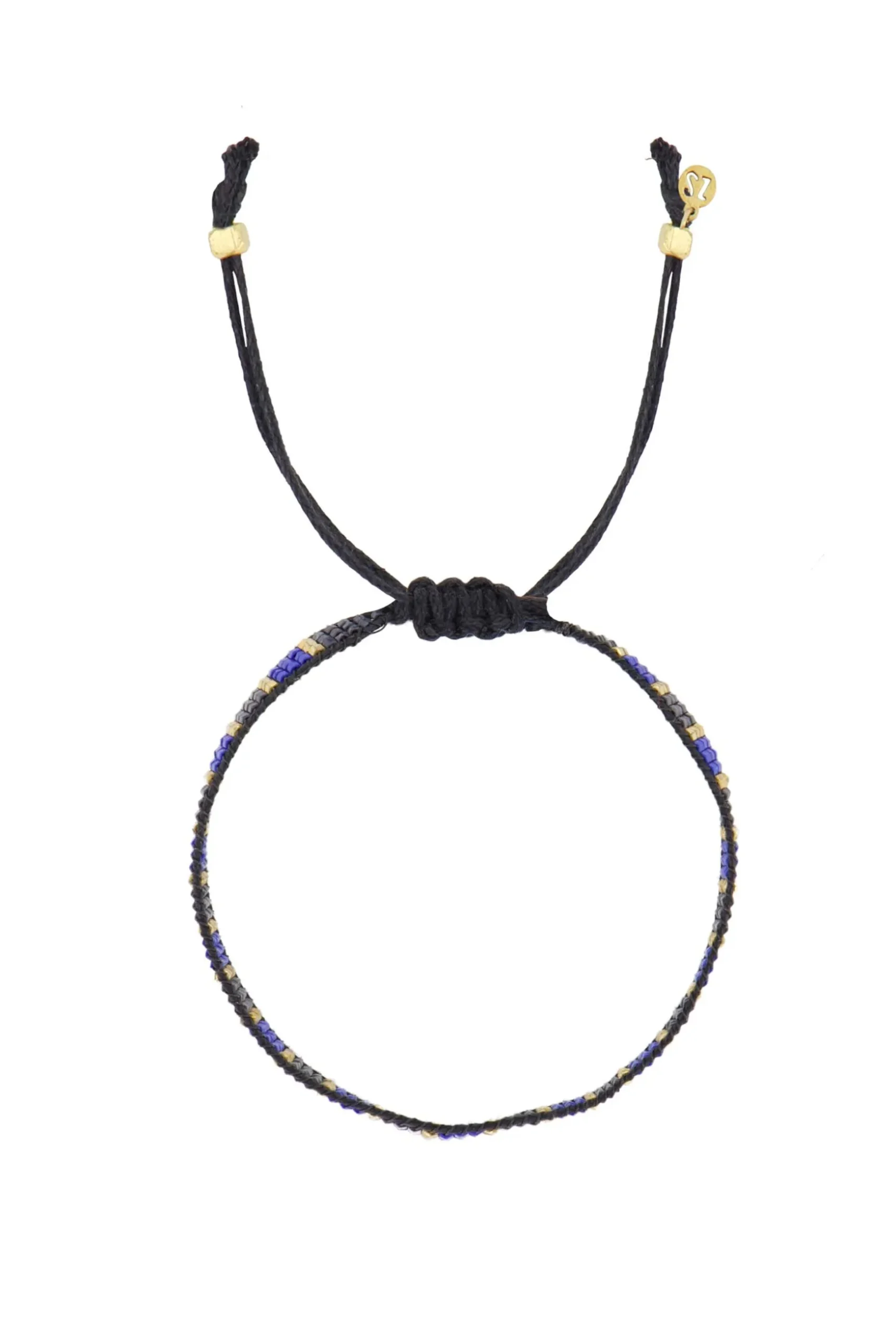 zusss miyuki armbandje streepje kobalt/antracietgrijs