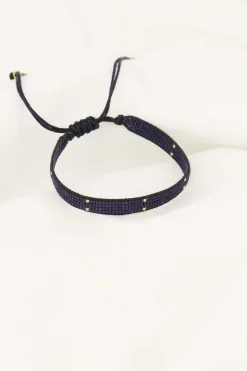 zusss miyuki armbandje stipje donkerblauw/goud