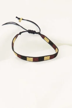 zusss miyuki armbandje streepje port/goud/zwart