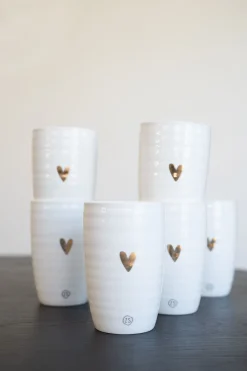 zusss mok L goud hartje wit (set van 6)