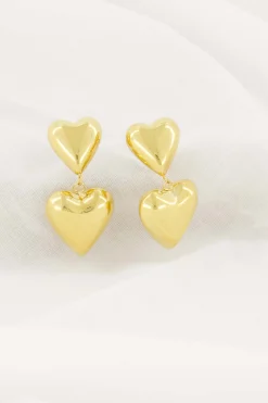 zusss oorbel met twee hartjes goud