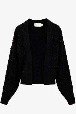 zusss openvallend vest met kraaltjes zwart