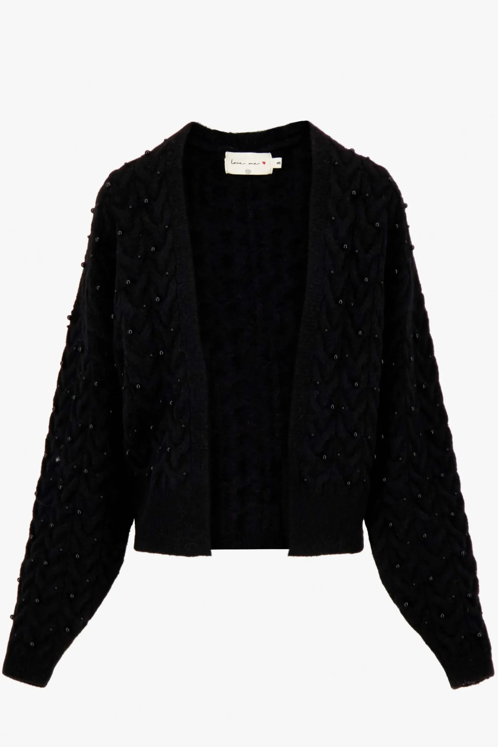 zusss openvallend vest met kraaltjes zwart