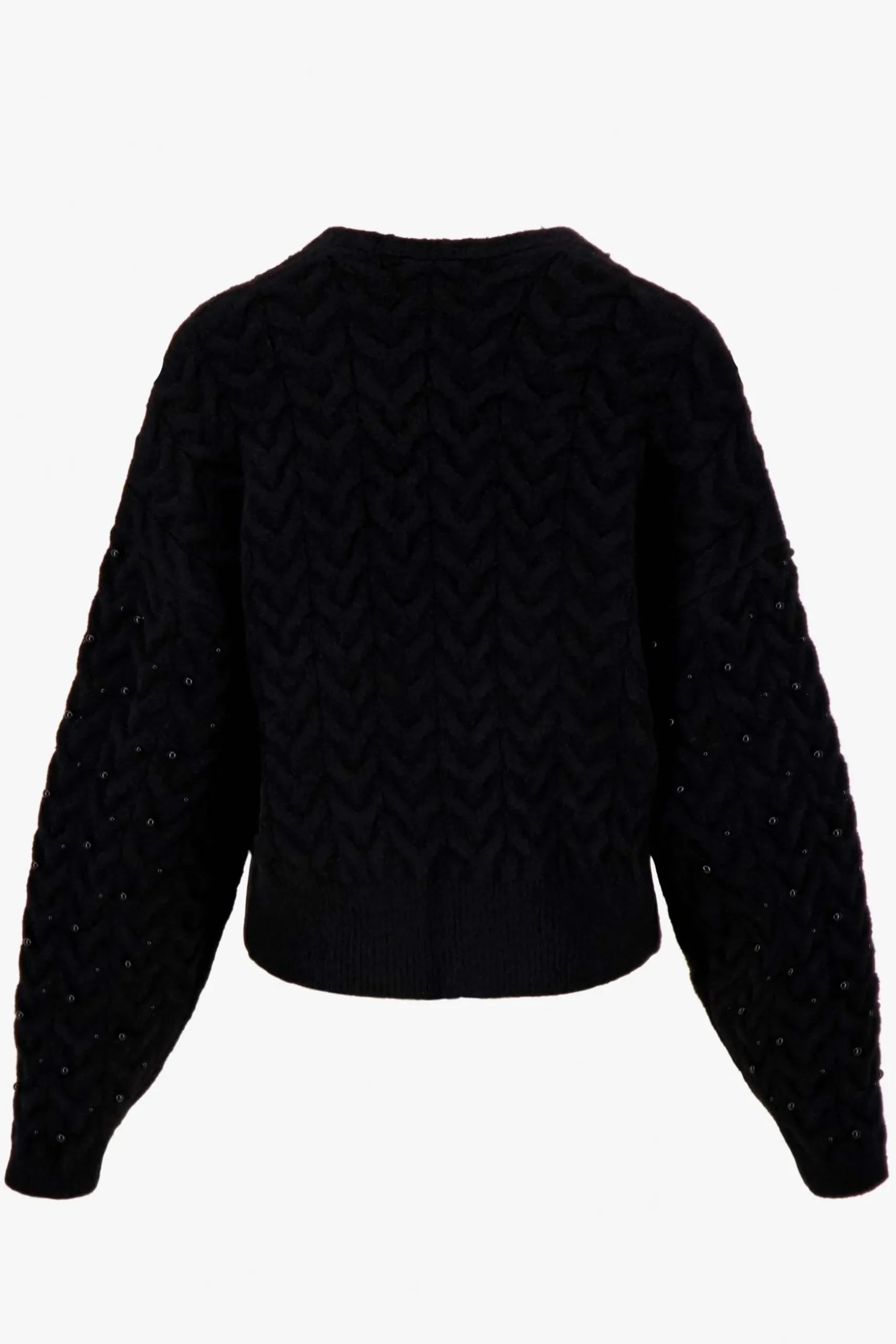 zusss openvallend vest met kraaltjes zwart