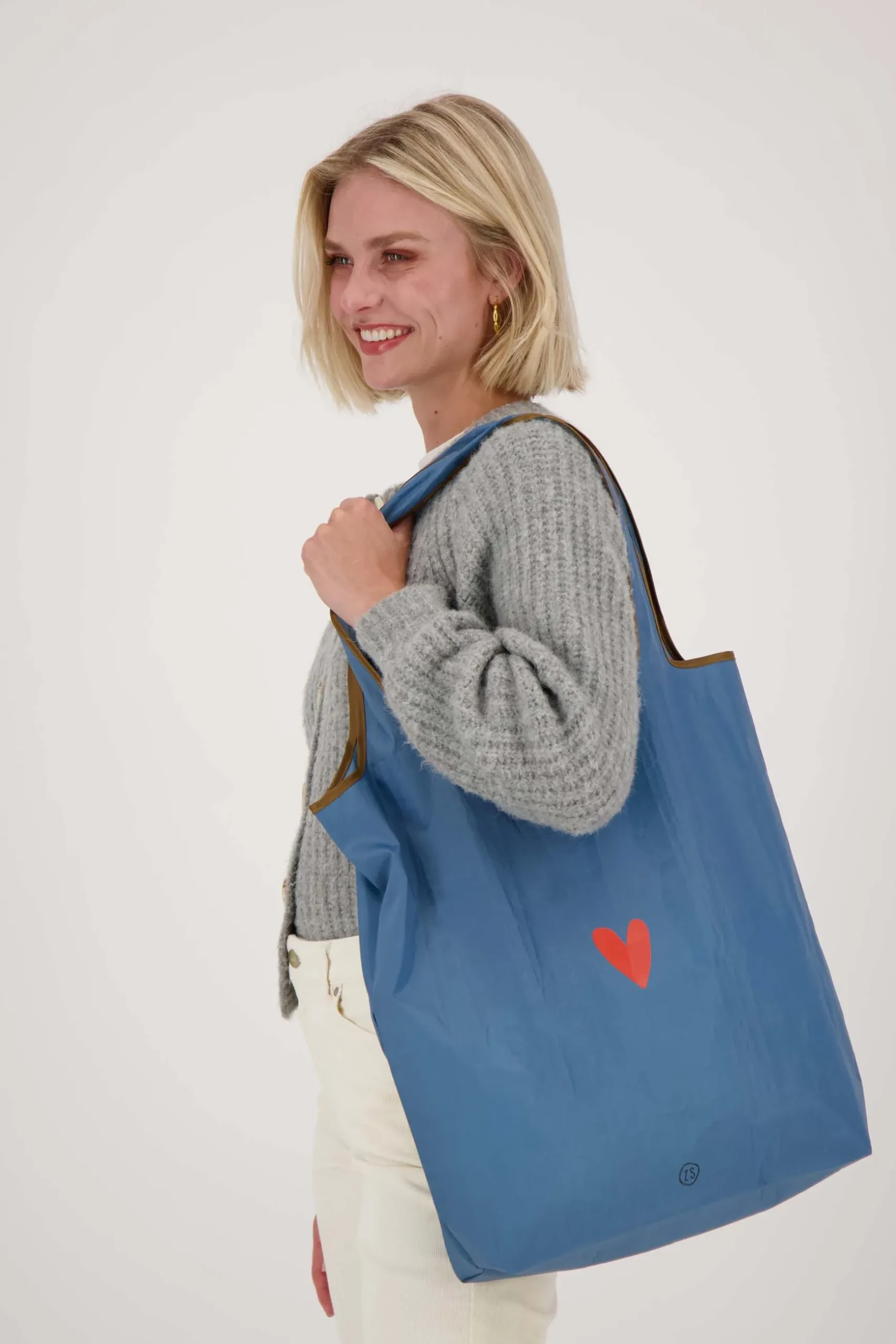 zusss opvouwbaar boodschappentasje smile grijsblauw