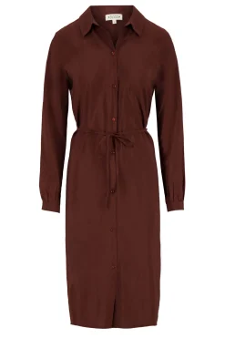 zusss overhemdjurk chocoladebruin
