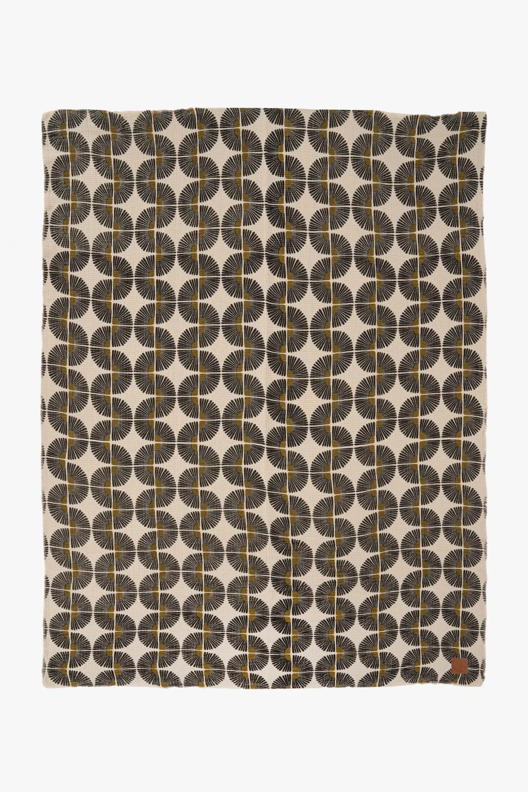 zusss plaid waaiers 130x170cm zand/antraciet/oker