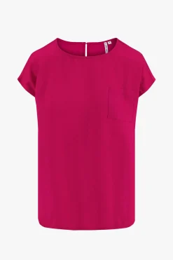 zusss satijnen twill top met boothals roze rood