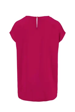 zusss satijnen twill top met boothals roze rood