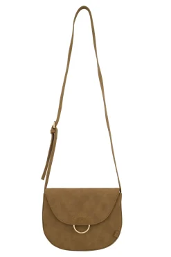 zusss schoudertas met gouden ring taupe