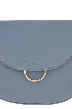 zusss schoudertas met gouden ring grijsblauw