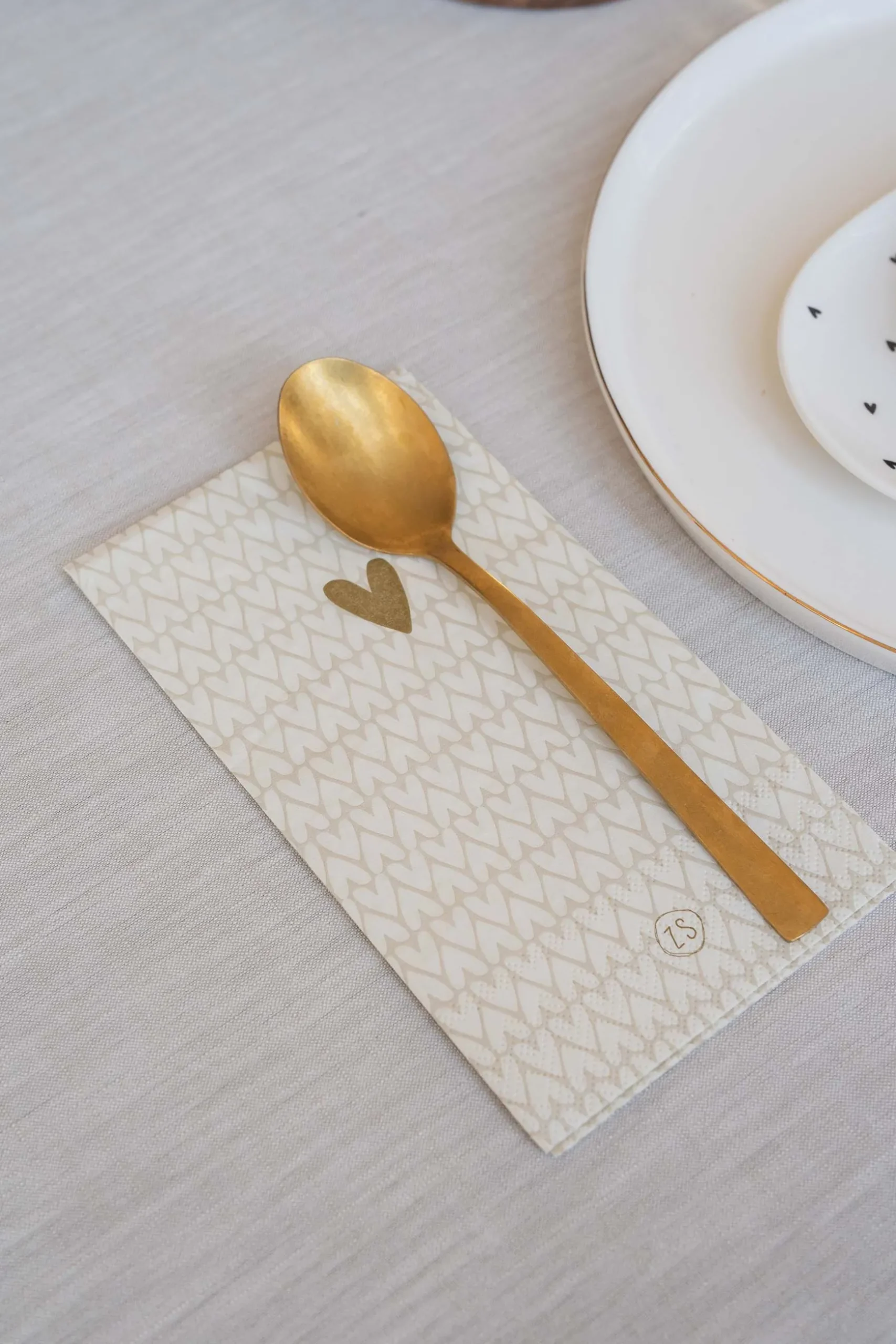 zusss servetten rechthoek 11x20cm hartjes zand