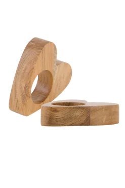 zusss set van 2 houten servetringen/eierdopjes donkerbruin