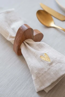 zusss set van 2 houten servetringen/eierdopjes donkerbruin