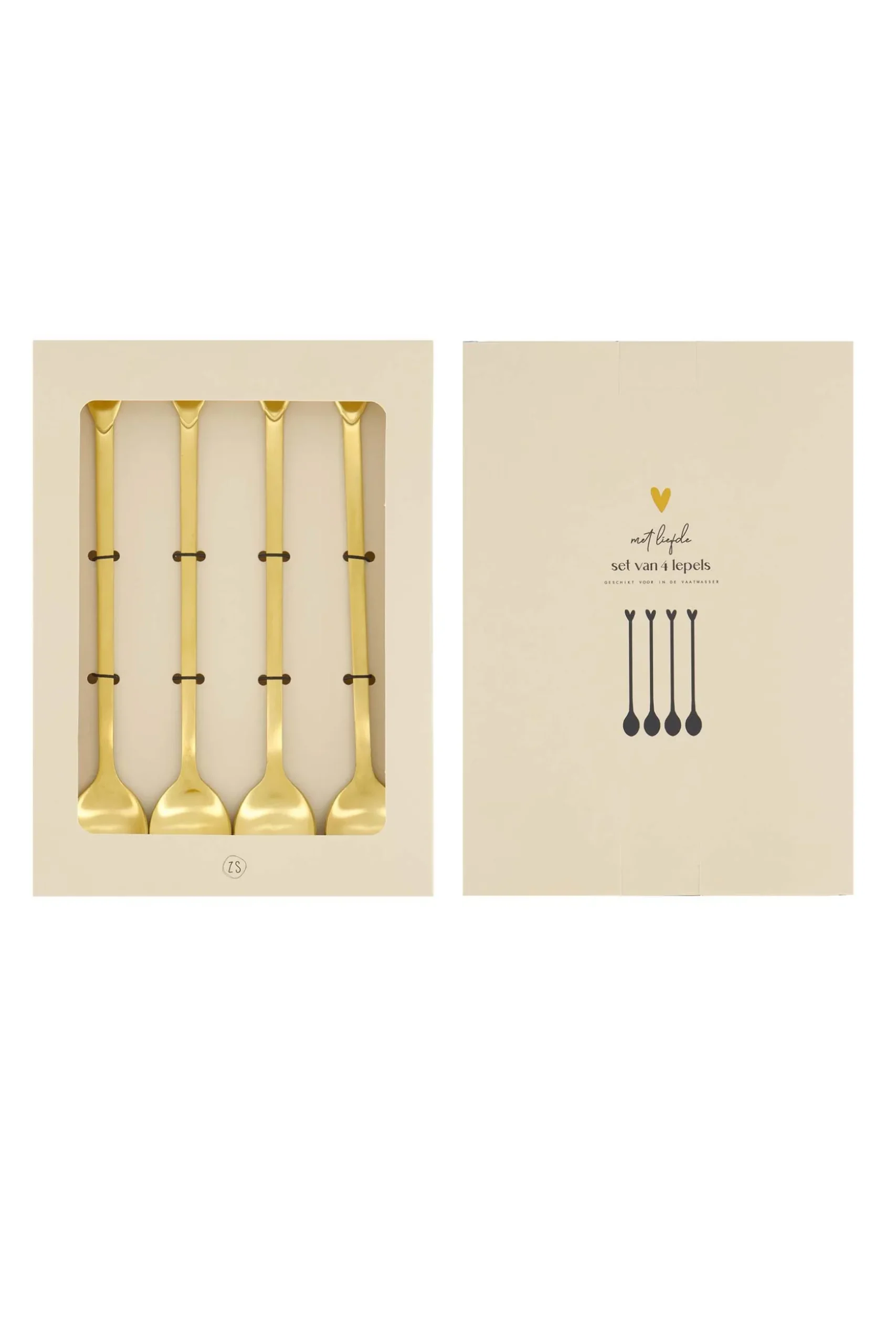 zusss set van 4 lepels hartje goud