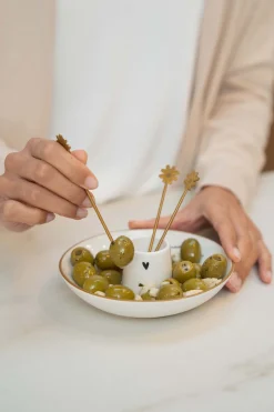 zusss set van 6 prikkers klaver goud