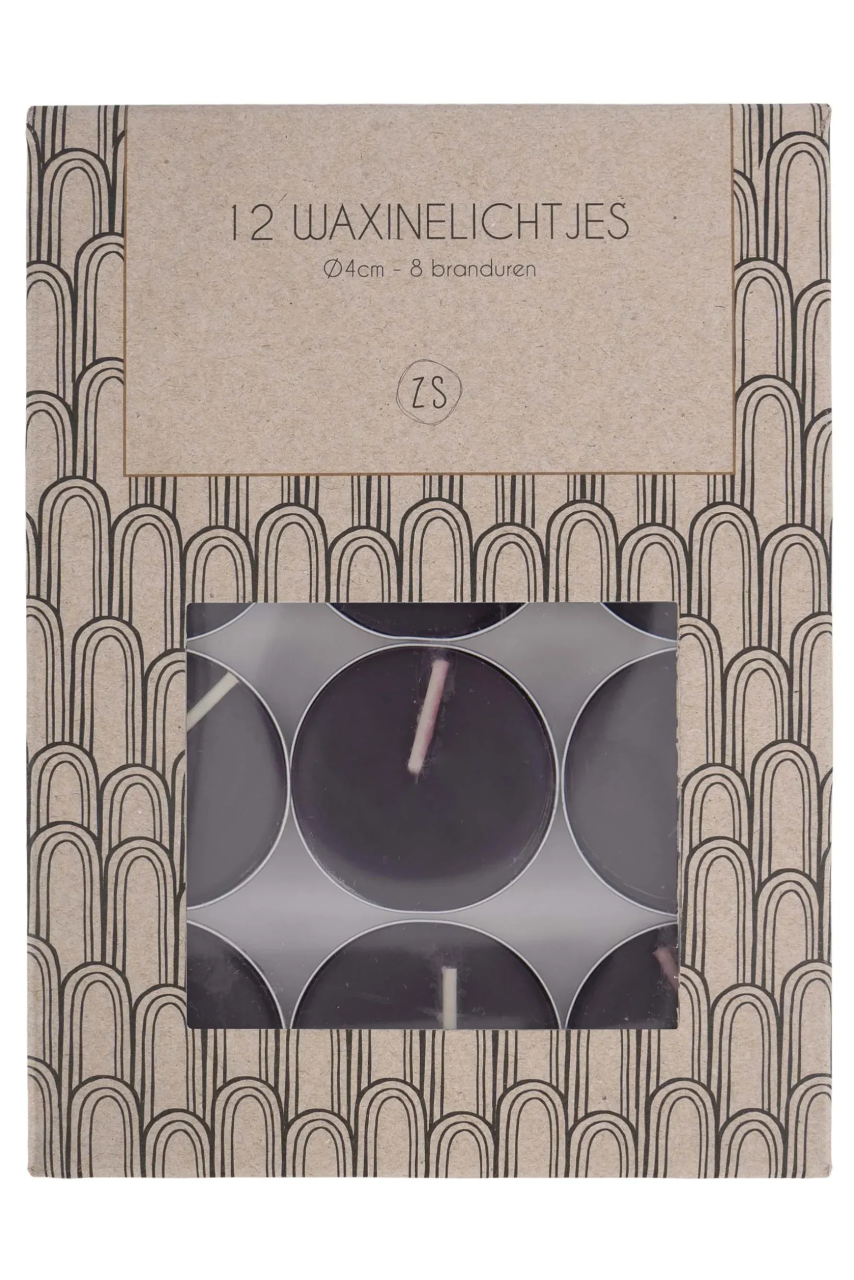 zusss set van 12 waxinelichtjes zwart