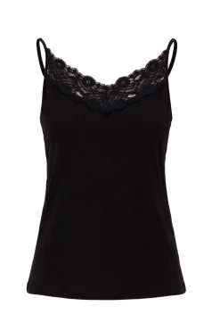 zusss spaghetti top met kant zwart