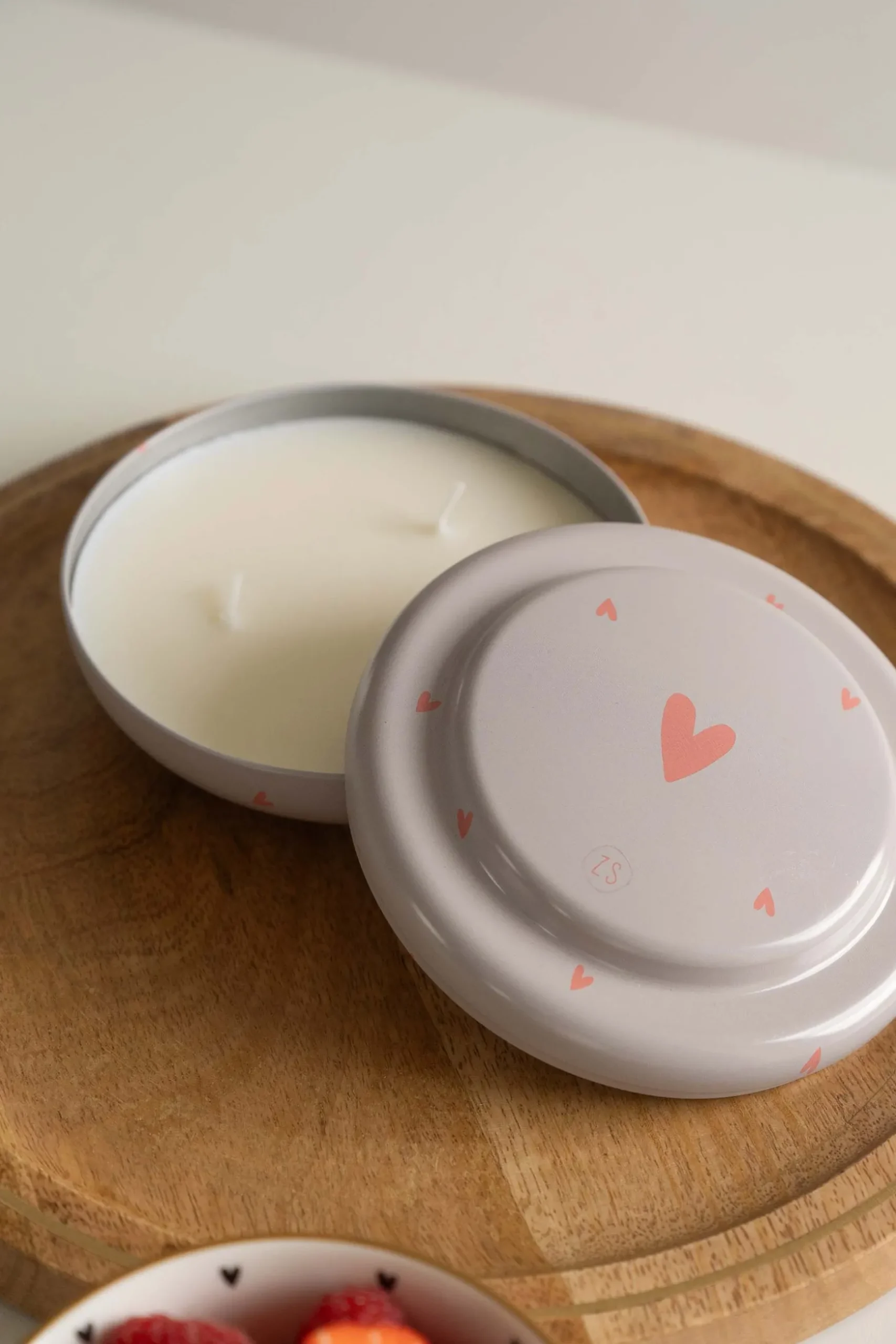 zusss tinnen geurkaars bamboe hartje zand koraal