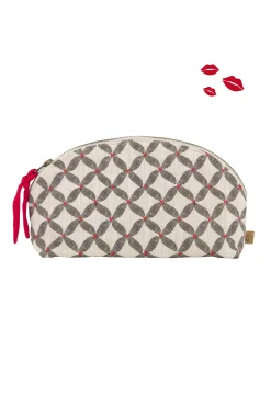 zusss toilettas print antracietgrijs/roze rood