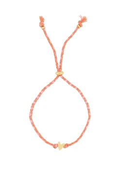 zusss touwarmbandje met hartje koraalroze/goud