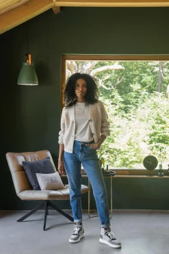 zusss t-shirt met ronde hals zand