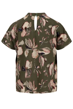 zusss turtle top met iris bloemen print donkergroen