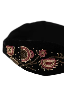 zusss velvet haarband met geborduurde kraaltjes zwart
