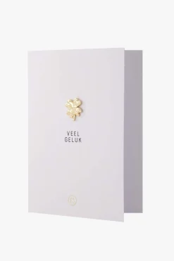 zusss wenskaart met broche klavertje wit