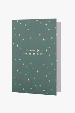 zusss wenskaart met gouden envelop liefde & licht donkergroen