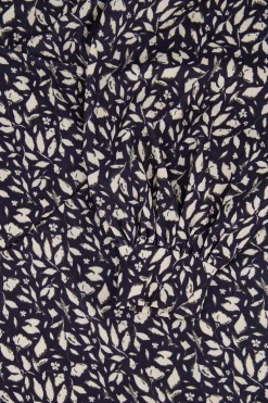 zusss wikkeljurk met blaadjesprint donkerblauw