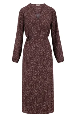 zusss wikkeljurk met print chocoladebruin