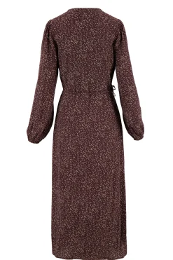 zusss wikkeljurk met print chocoladebruin